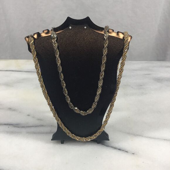Two (2) Rope Chain Necklaces, One Gold-Toned & One Gold/Silver Toned - Picture 1 of 3